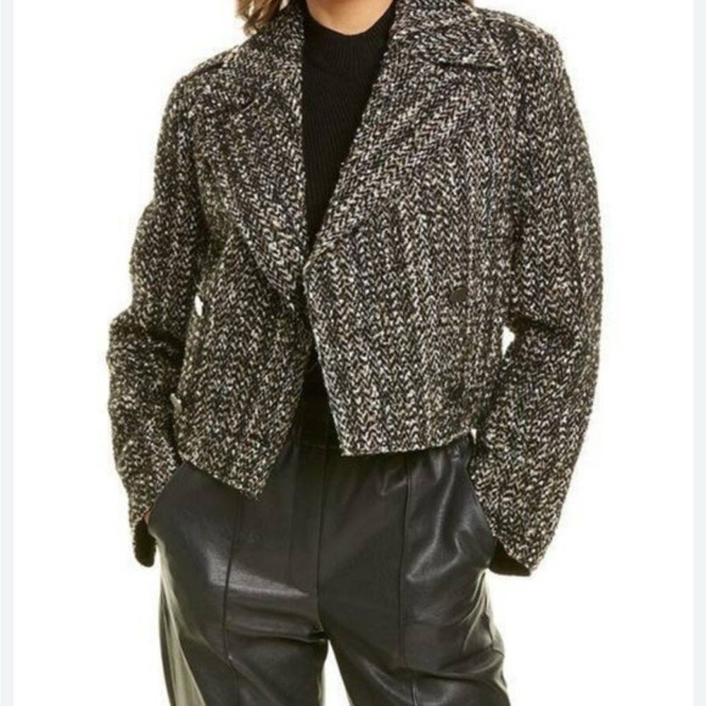 Theory Women's Sargent Cropped Tweed Jacket Women's Size 6 Double Breasted